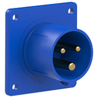 Pin and Sleeve Inlet Devices 888-6136-NS IEC 60309 Panel Mount Inlet Straight Type, IP44 Rated, 20A 250V, 16A 220-250V, 6H, IEC 309 International Pin and Sleeve Devices    
